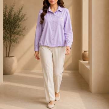 Premium 2-Piece Drawstring Button-Down Shirt with Inner Cami – Korean Style Casual Set