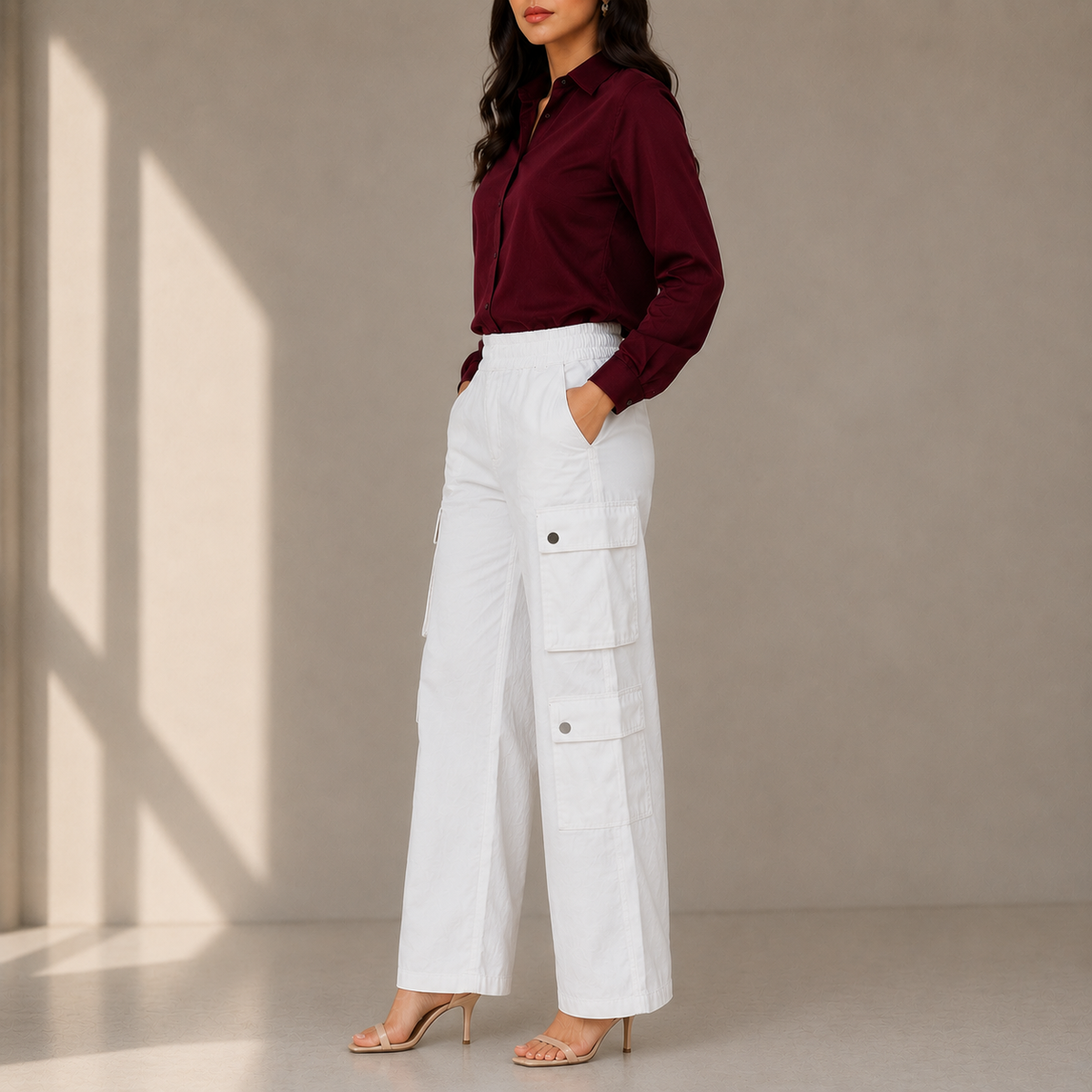 Premium Women’s Wide-Leg Cargo Pants with Stylish Multi-Pocket Design