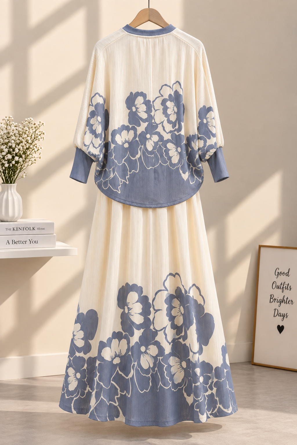 Premium 2-Piece Floral Print Layered Maxi Co-Ord Set