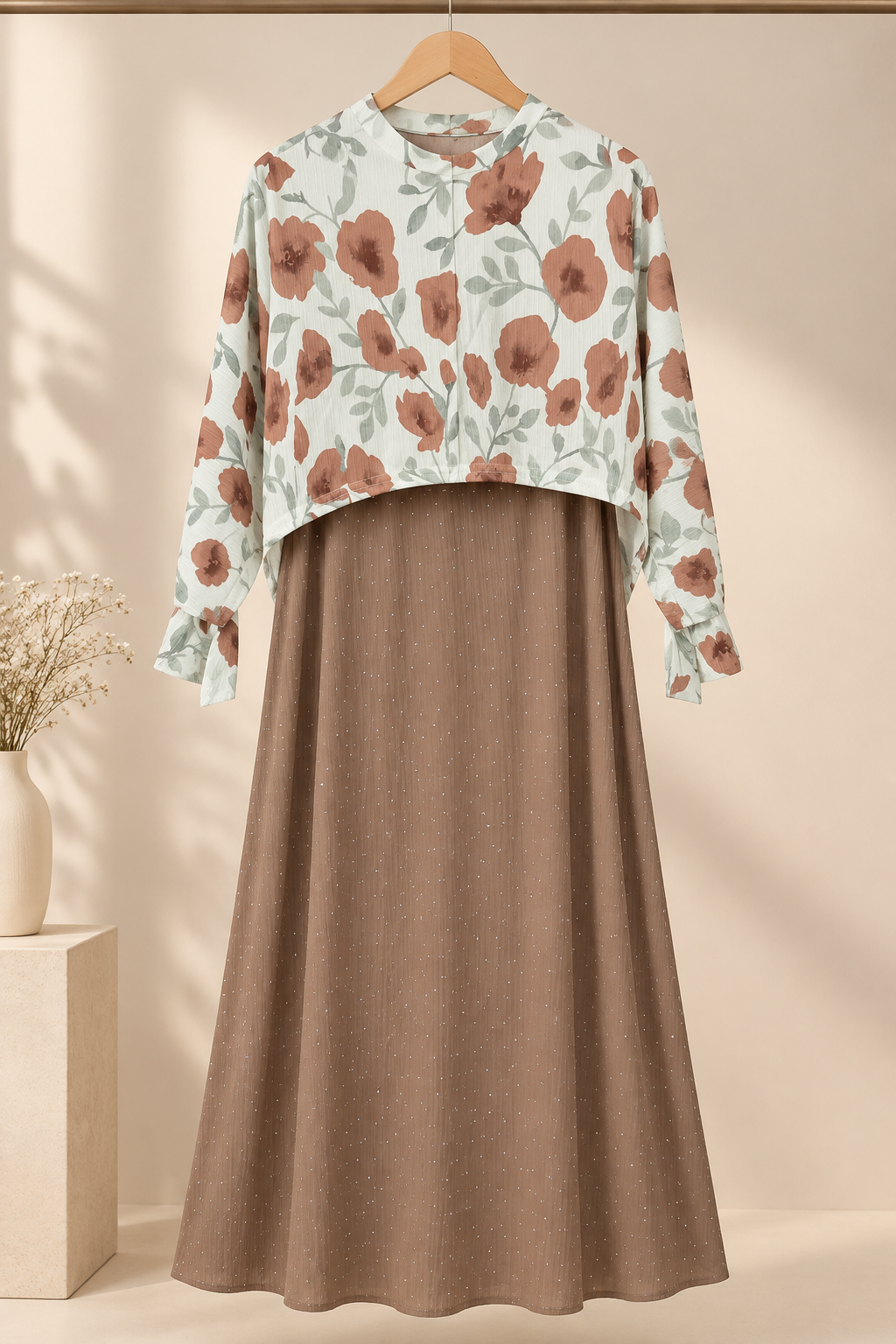 Premium 2-Piece Floral Print Long Sleeve Maxi Co-Ord Set