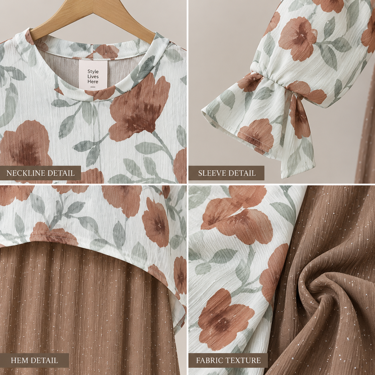 Premium 2-Piece Floral Print Long Sleeve Maxi Co-Ord Set