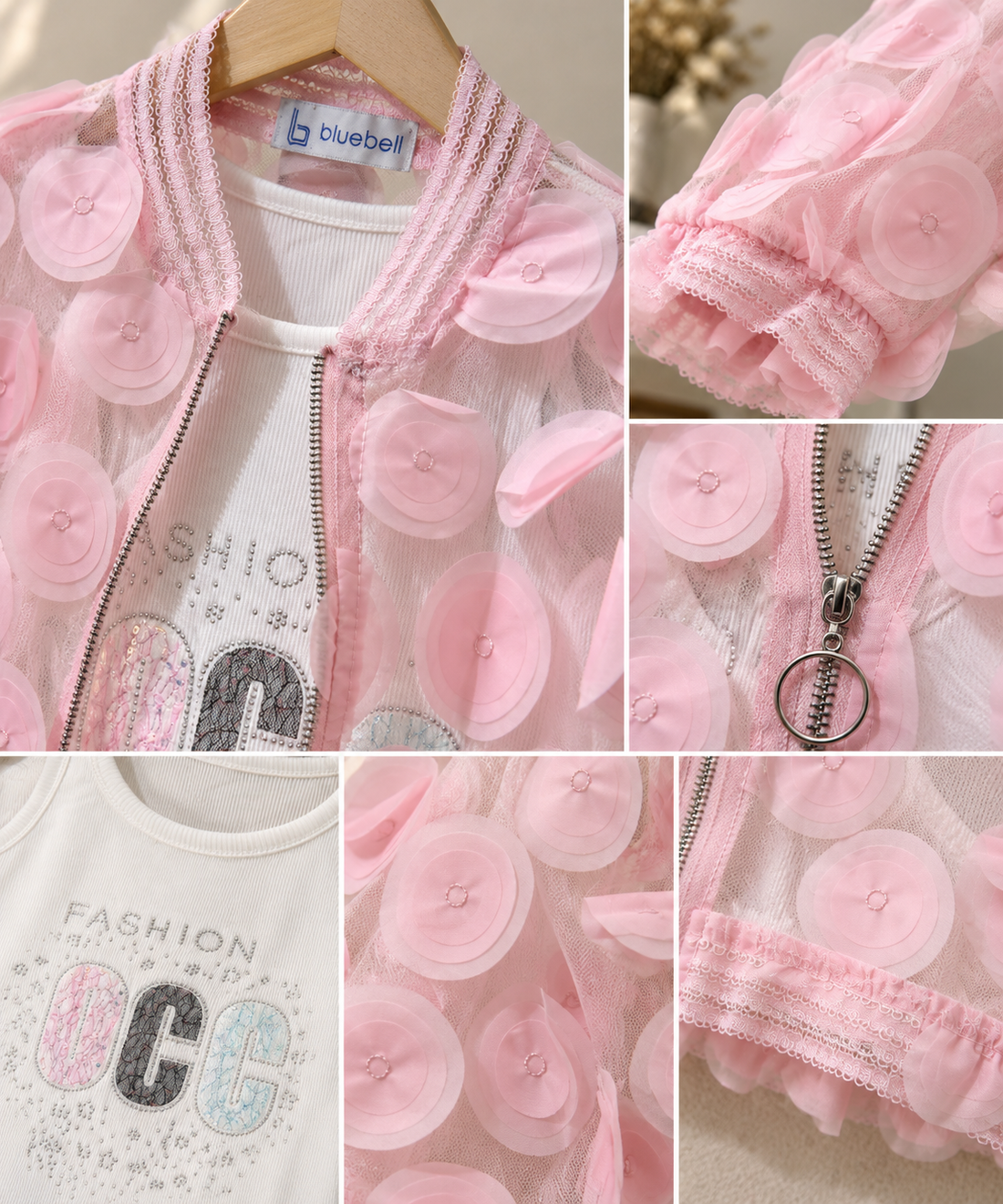 Premium 3D Floral Organza Sleeve Long Sleeve Blouse