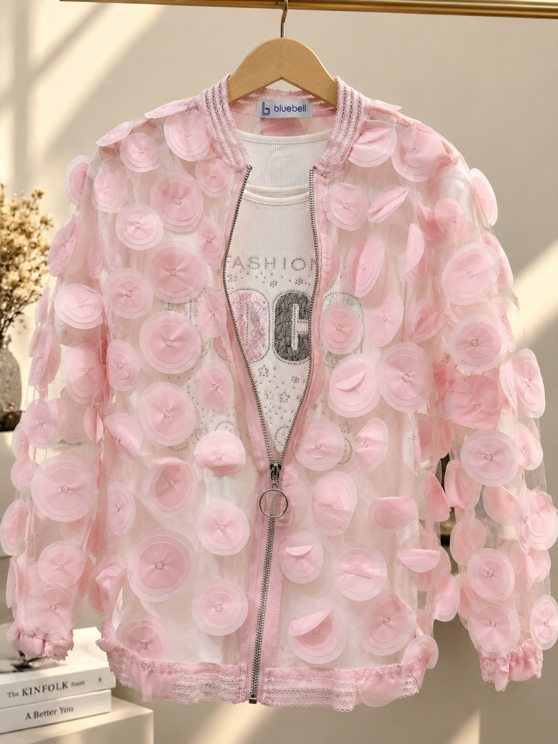 Premium 3D Floral Organza Sleeve Long Sleeve Blouse