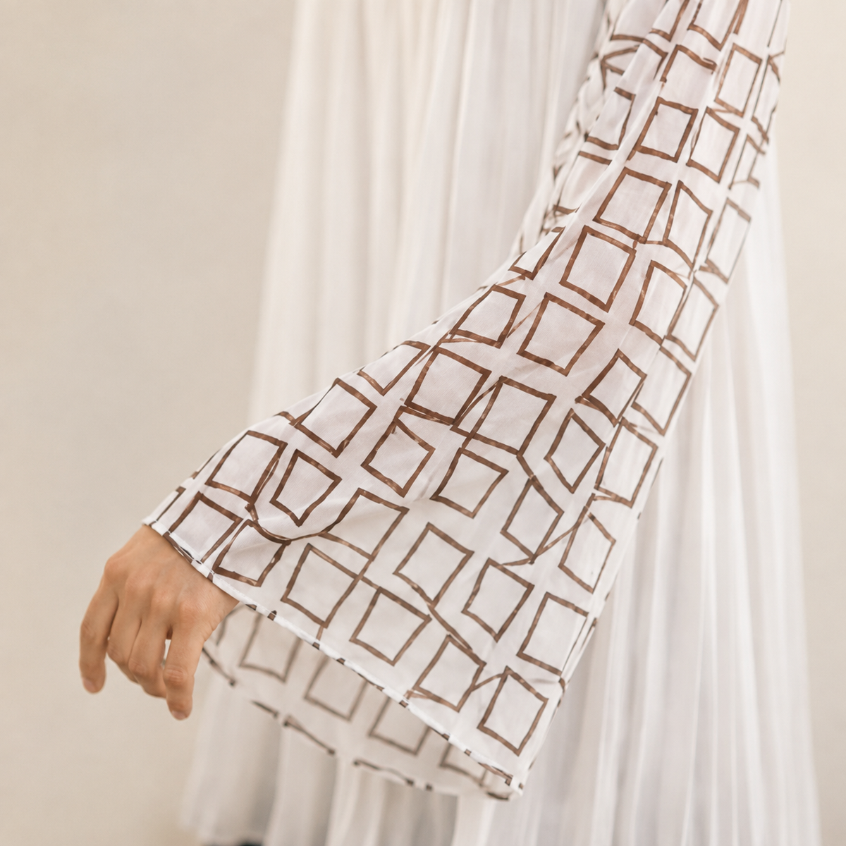 Premium Pleated Embroidered Bell Sleeve Longline Tunic