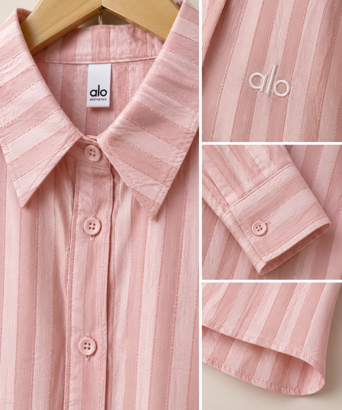 Premium Satin Stripe Button-Down Shirt – Silk Feel Long Sleeve Top