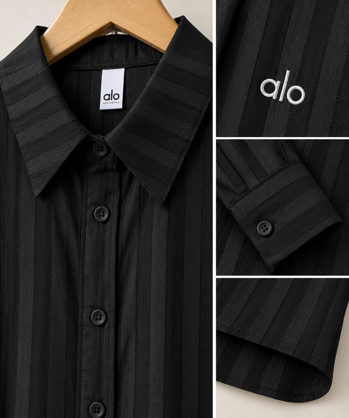 Premium Satin Stripe Button-Down Shirt – Silk Feel Long Sleeve Top